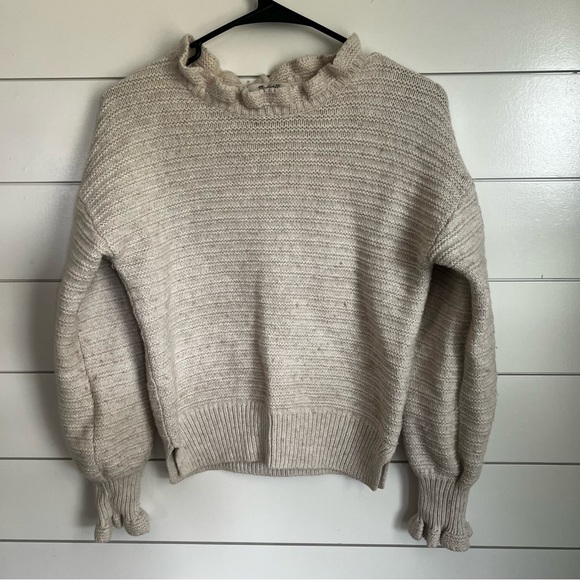 Madewell Sweaters - Madewell Ruffle Neck Pullover SweaterSz S 🟦